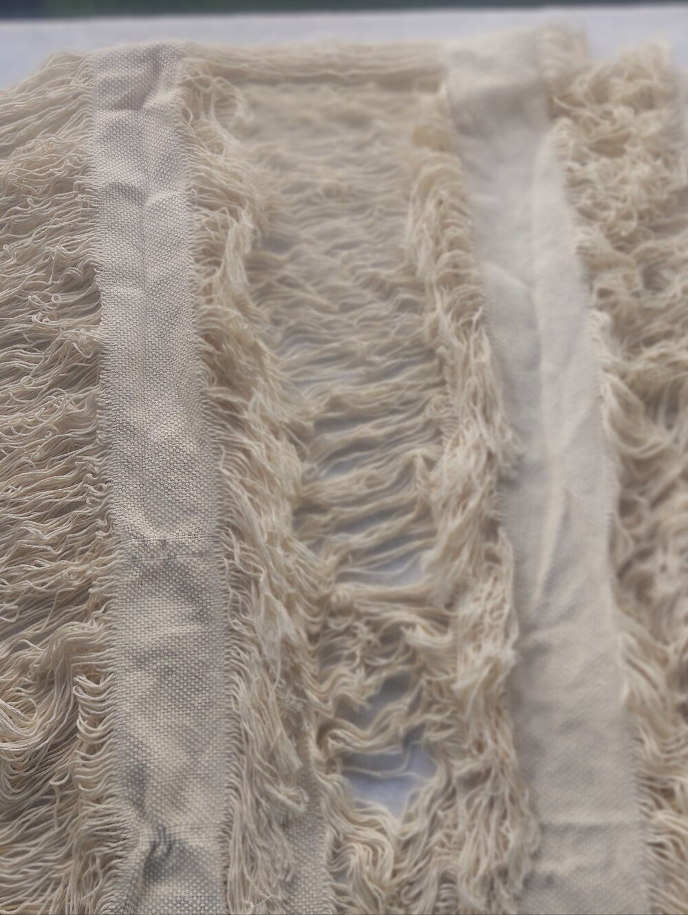Fausto Betancourt Boho Fringed Cream Kimono Unisex Cover-Up - Picture 4 of 9